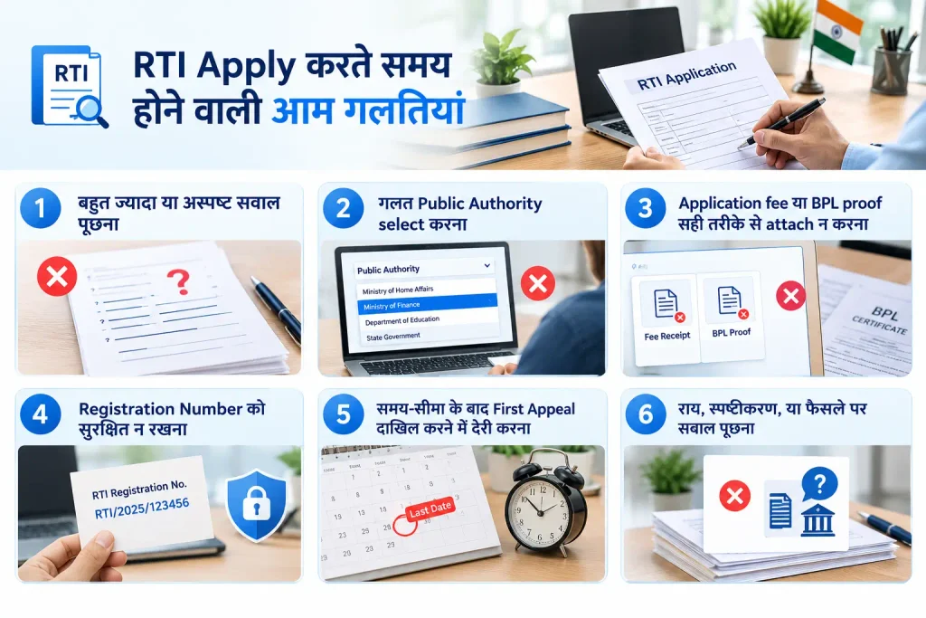 RTI Apply करते समय होने वाली आम गलतियां