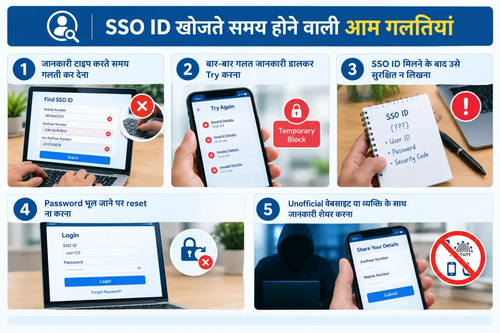 SSO ID खोजते समय होने वाली आम गलतियां