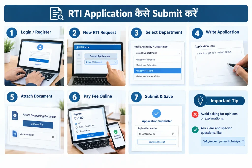 Step-by-Step: RTI Application कैसे Submit करें