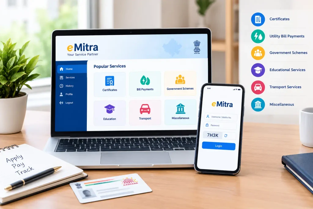 eMitra Portal पर उपलब्ध Services