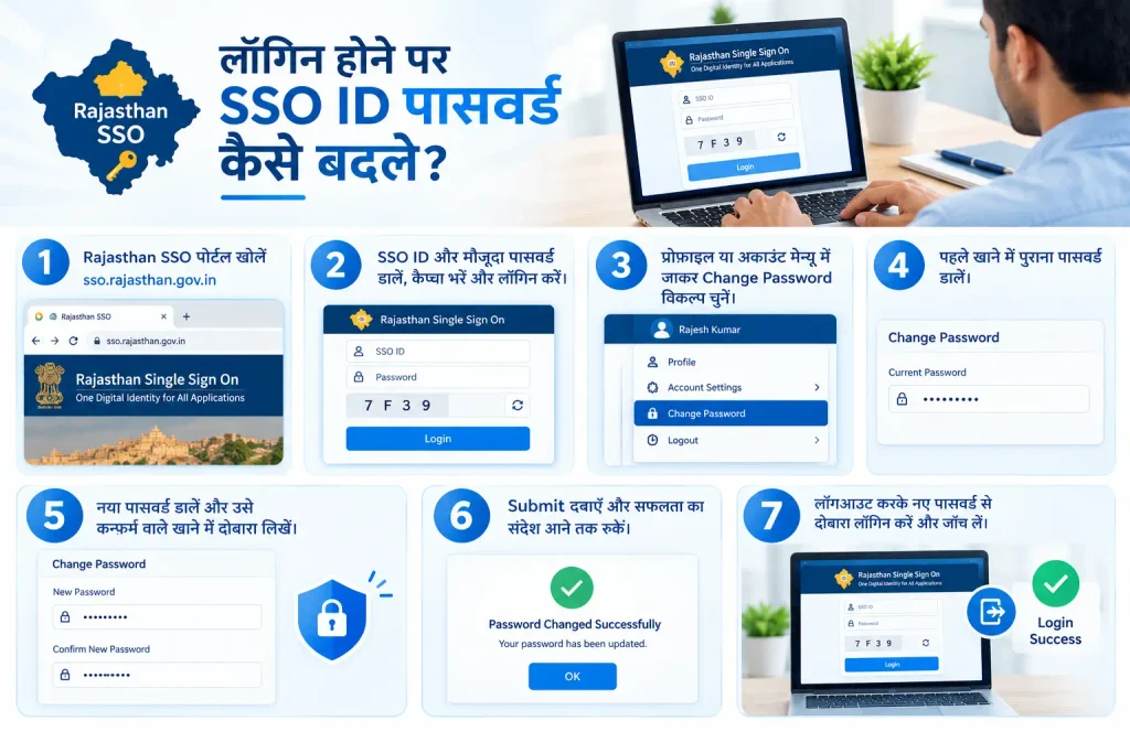 लॉगिन होने पर SSO ID पासवर्ड कैसे बदलें?